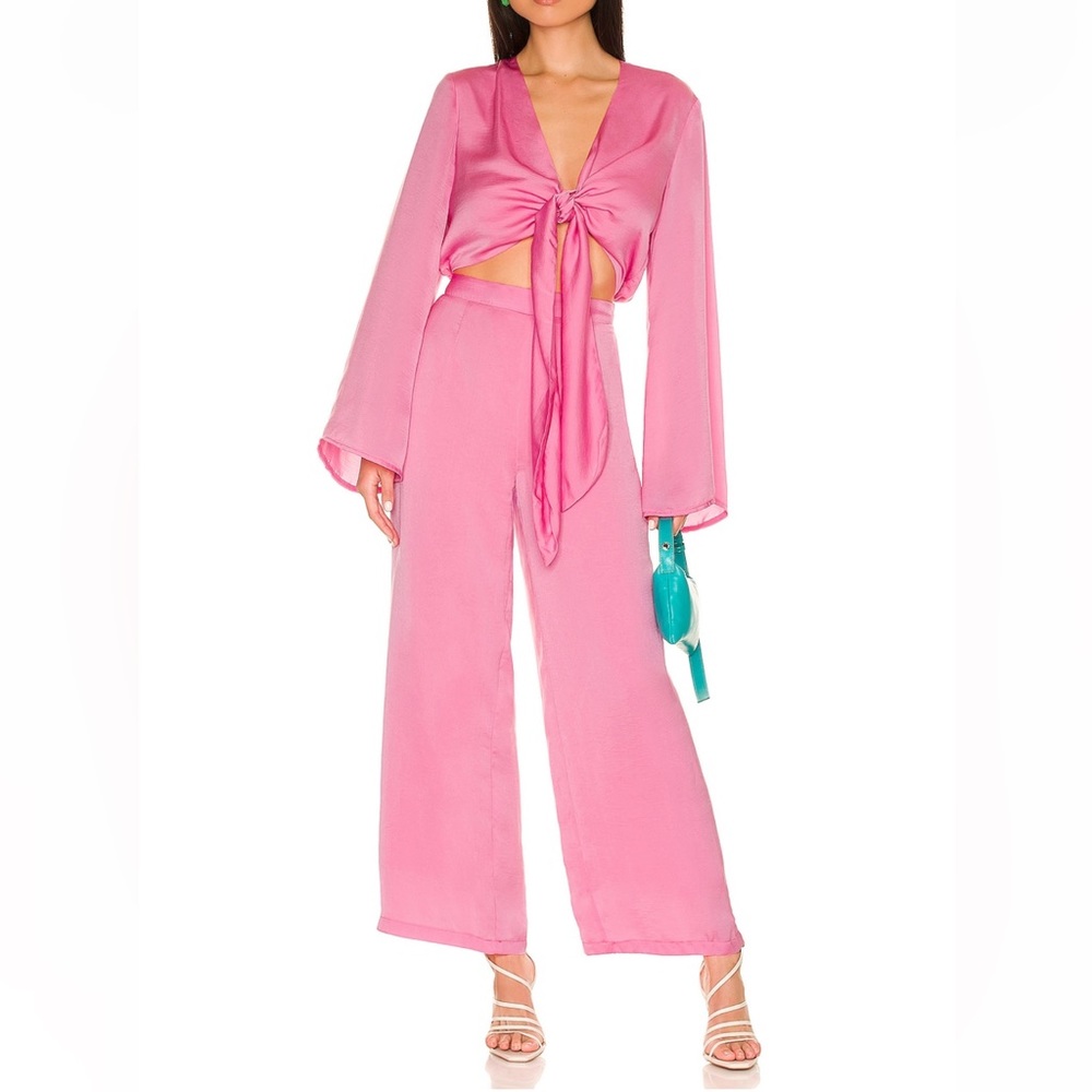 SNDYS pink tie front jumpsuit.  Size XS. Brand new with tags.
